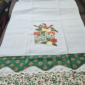 Christmas Gift Cotton Tea Towel Crochet Edge Lace Edge